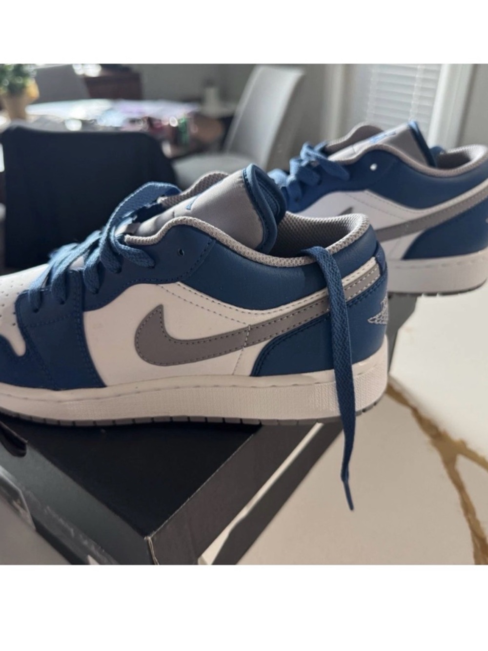 Nike Air Jordan Low Blue and White Shoes, NWB, Size 6Y, 553560-412 - Picture 3 of 7